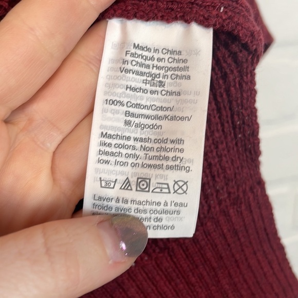 NWT J.Crew Burgundy Waffle Knit Textured Turtleneck Sweater XS - Picture 7 of 9